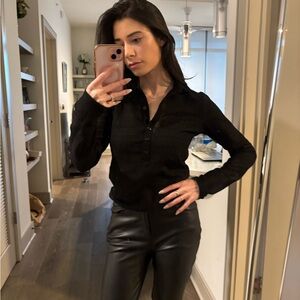 rag & bone Black Long-Sleeve Button Down Polo Shirt